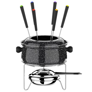 Conjunto de Fondue Médio Caçarola 0,95 L 10 Peças Colorstone Preto HH7814 Euro