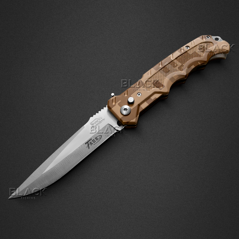 Faca Canivete Automático Com Trava Lamina Inox Super Afiada Camuflado