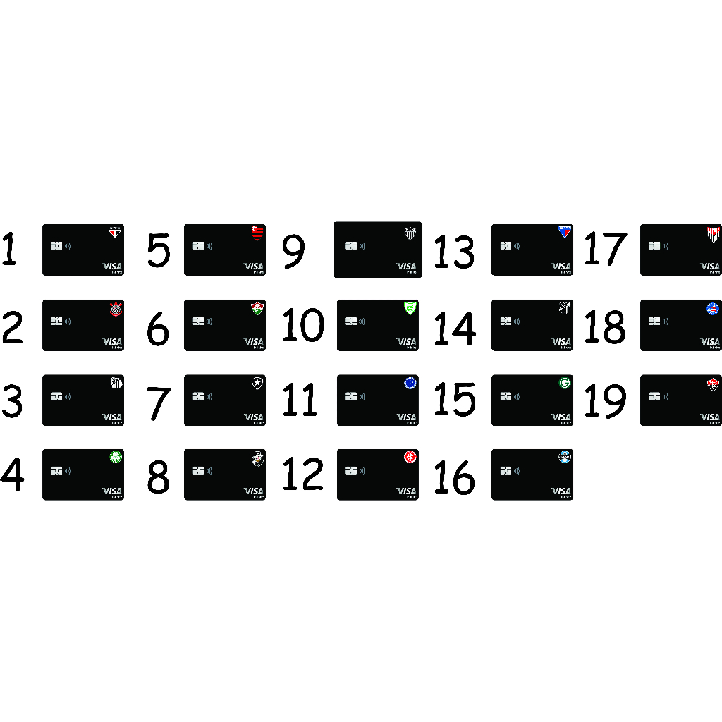 Adesivo Para Cartão Credito Debito Skin Card Pelicula Protetora Clubes Futebol Mardar numeração no chat