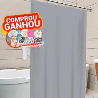 Cortina de Box Cinza c/ Gancho 100% PVC Anti Mofo Resistente Alta Qualidade