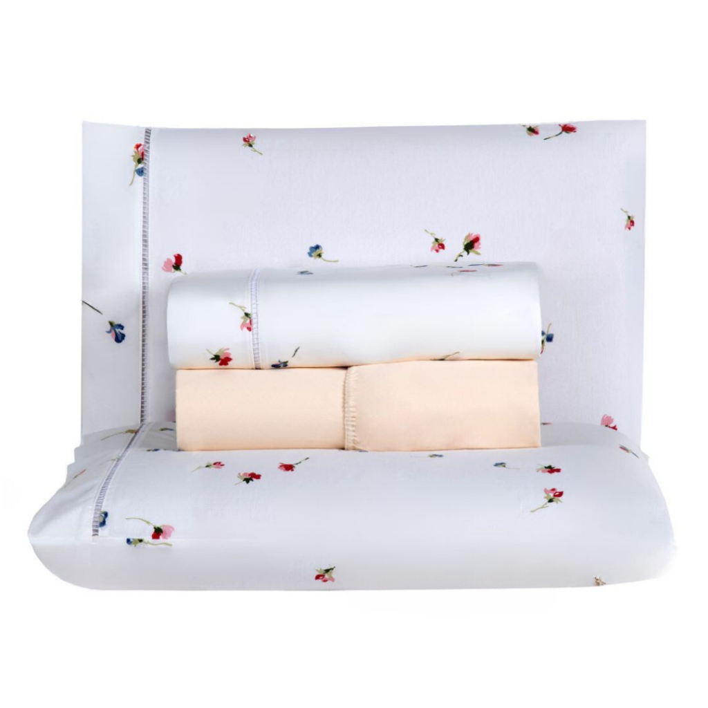 Jogo de lençol Casal 4 peças Algodão Percal 180 fios com Ponto Palito