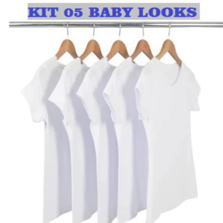 Camisetas Baby Look Branca Básica 05 Peças