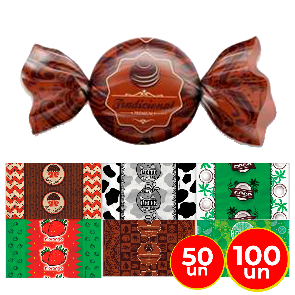 Embalagem Para Trufa Decorado Sabores Cores Lisas 15x16 Chocolate ...