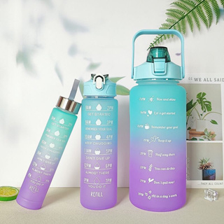 Kit 3 Garrafa de Água Squeeze galão Motivacional 300ML+900ML+2000ML- 2 Litros com Adesivo 3D Lembretes beber Agua 2 Litros envio imediato