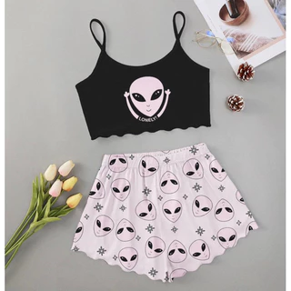 pijama croped babydoll roupa de dormir et cachorro gato rato macaco