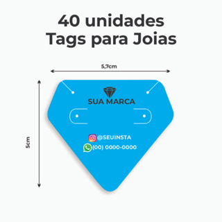 40 unid Tags Para Jóias Personalizada 50x57mm
