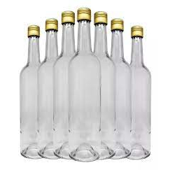 Kit 12 Garrafas de Vidro Bordalesa Transparente Boca de Rosca 750ml