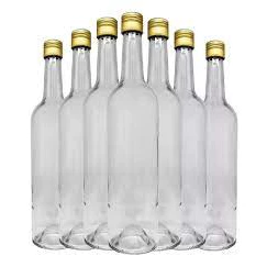 Kit 12 Garrafas de Vidro Bordalesa Transparente Boca de Rosca 750ml