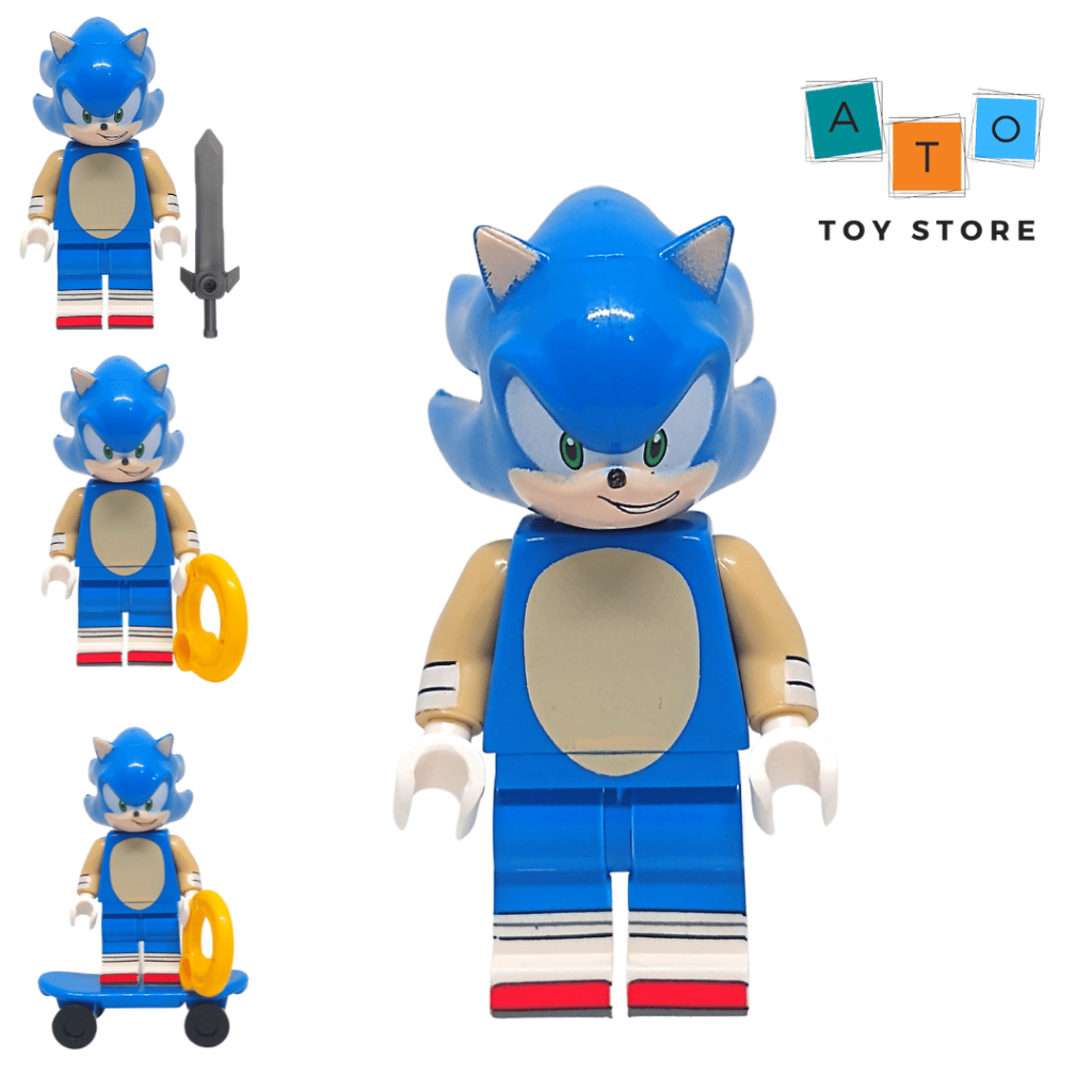 Mini Boneco De Skate Infantil De Prata Com Desenho Lego Sonic