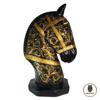 Enfeite Busto Cavalo Egípcio | Escultura Gesso | Artesanato