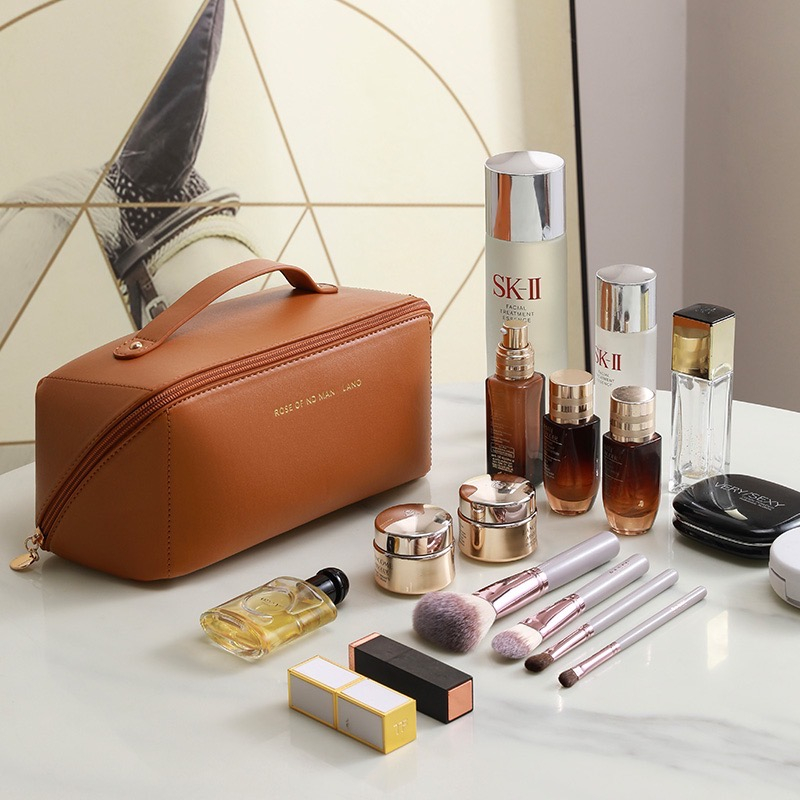 Imagem do produto Necessaire Organizador Cosmético Maquiagem Feminino Para Viagem Em Alto Qualidade De Couro PU 2