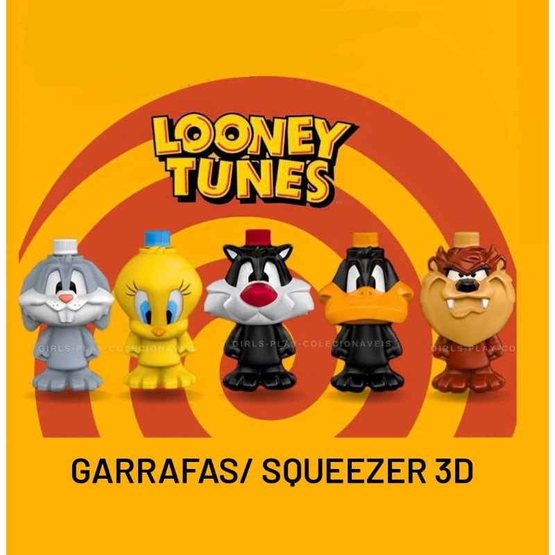 Bonecos Garrafas Squeeze 3d lonney tunes (Giraffas) Piu Piu / Pernalonga/Taz/ Frajola/ Patolino (ÚLTIMAS UNIDADES)