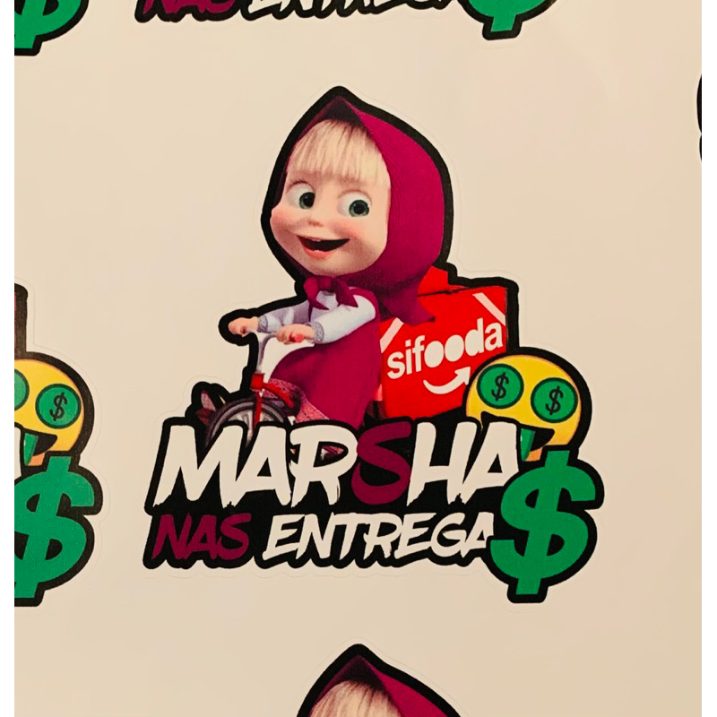 Adesivo Motoboy Marsha nas entregas para baú moto delivery entregas