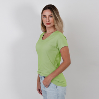 T Shirt Feminina Leve Manga Curta Tendencia Blogueira Moderna Gola