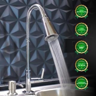 Torneira Para Cuba Gourmet Bica De Cozinha Para Mesa Bancada Pia 1/2 Cano Flexível Dois Jatos 5/8 Em Abs