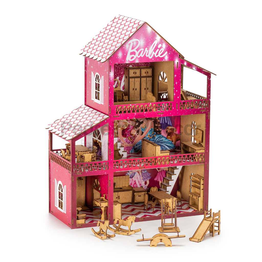 Casa Casinha Grande Da Polly Barbie + 28 Mini Móveis_b em Promoção