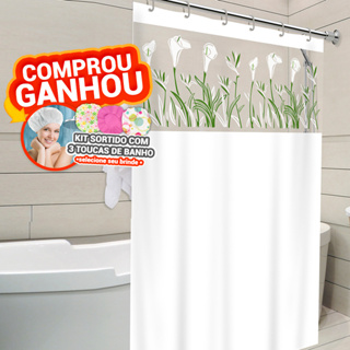 Cortina de Box Branco Visor Copo de Leite c/ gancho