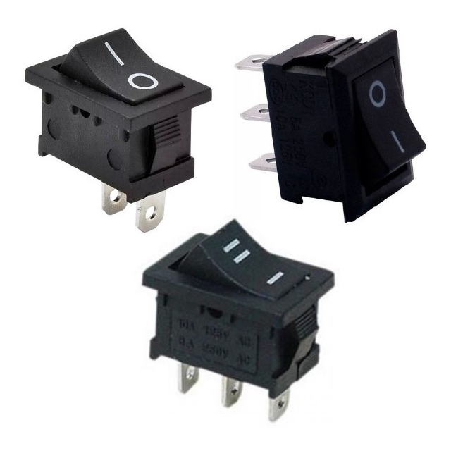 Kit Da 2 Interruttori A Bilanciere Rotondi Con Luce LED Blu 12V Per Auto Barca Camper - Accensione A Scatto SPST 6A