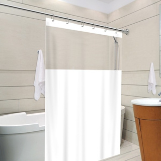 Cortina Box com Visor Transparente Em PVC Para Banheiro Anti Mofo Com Ganchos - Branca