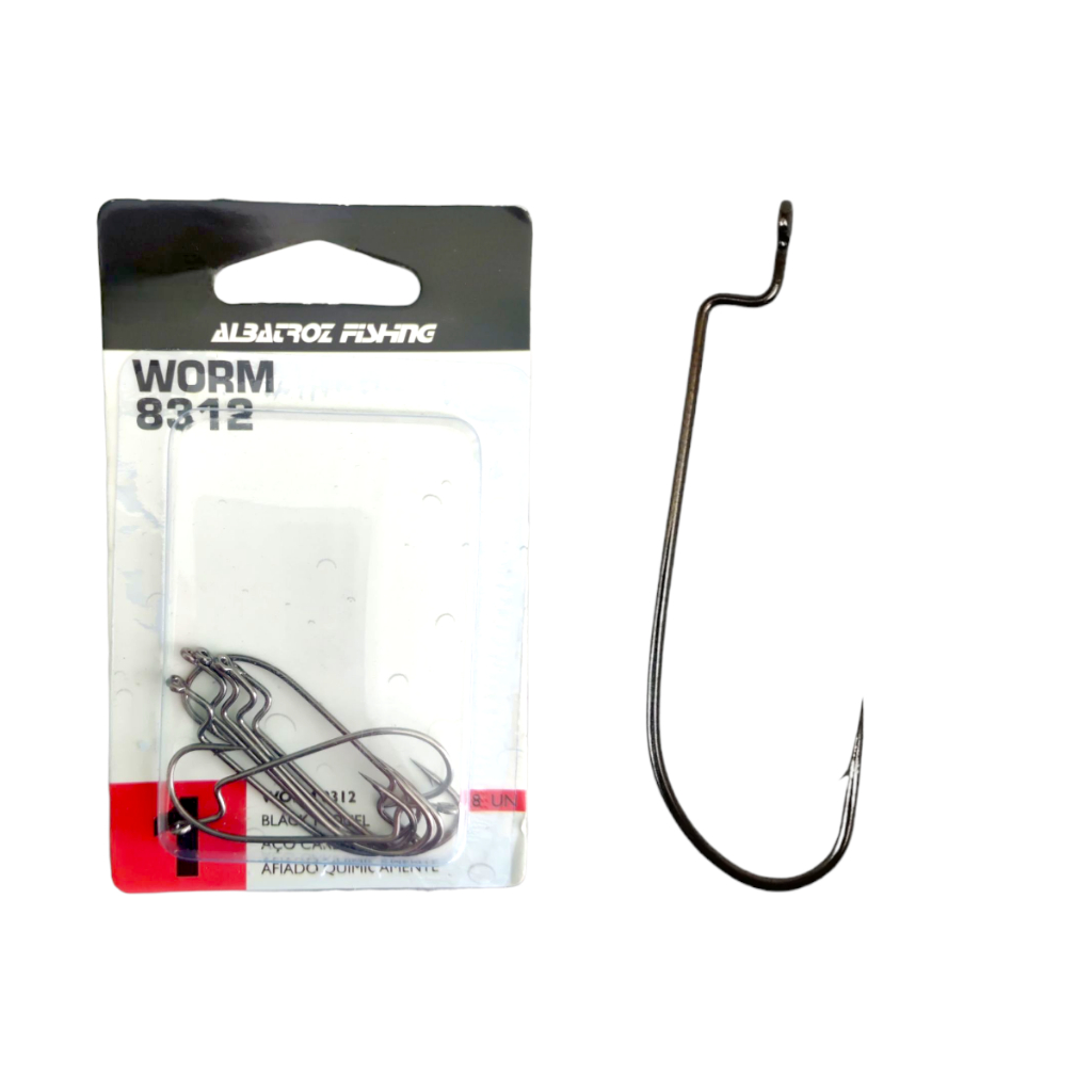 Anzol Offset Ewg Worm 8312 Albatroz Fishing Vários Tamanhos