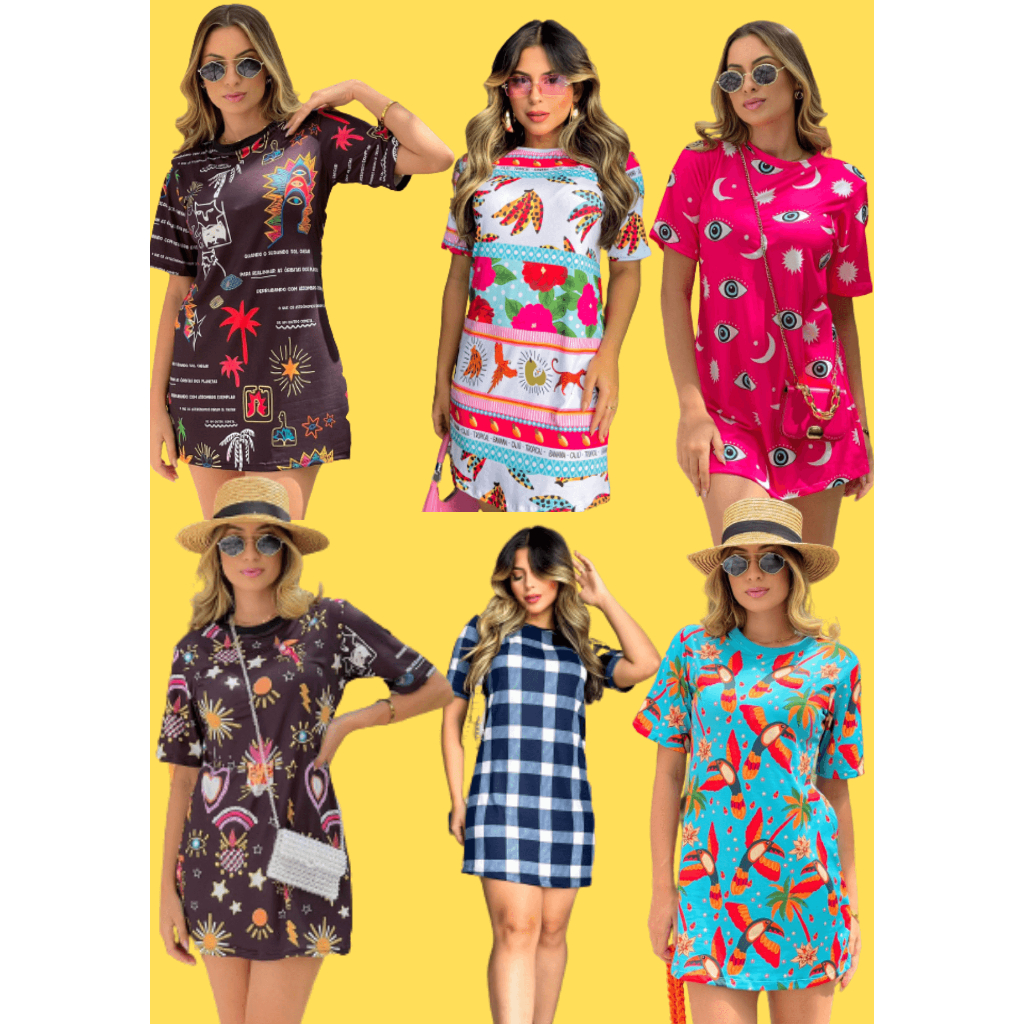 vestido inspiração farm - vestido blusão curto