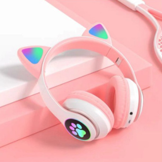Fone Ouvido Bluetooth Gatinho Sem Fio Com Luz Led STN-28