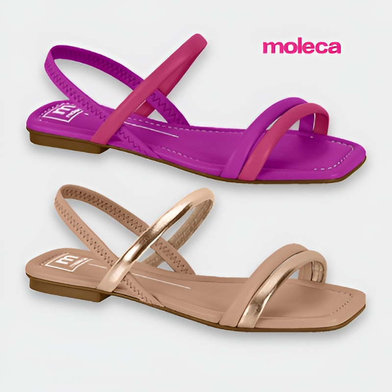 Sandália Rasteirinha Rasteira Feminina Moleca Ref. 5462111 | Shopee Brasil