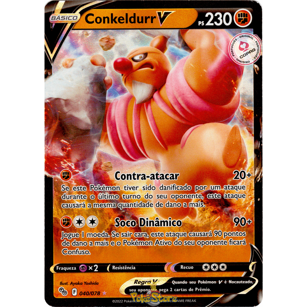 Carta Pokemon Conkeldurr V Portugus 040/078 Card Original Copag | Shopee  Brasil