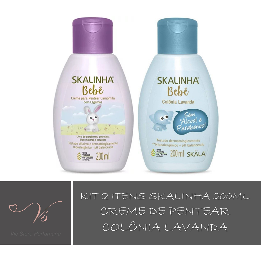 Kit 02 Itens Skalinha Bebê Creme de Pentear 200ml + Colônia Lavanda 200ml