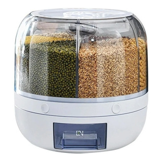 Dispenser de Cereais Giratorio com 6 Divisorias para Graos Cereais Arroz Farinha Feijao