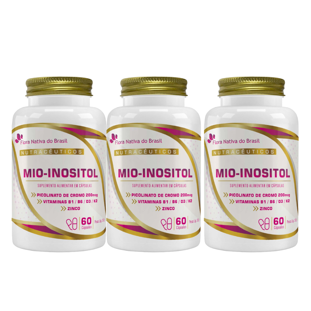 3x Mio Inositol + Zinco Vitamina B1 B6 D3 K2 60 Cápsulas 500mg Shopee