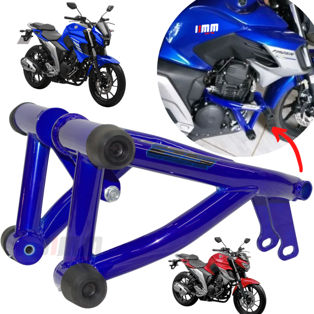 Protetor Fazer 250 Stunt Cage FZ25 Slider Gaiola Motor e carenagem Original Stunt Race Yamaha FZ 25 2018 a 2022 - Azul Metalico