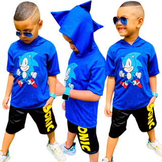 Conjunto Infantil Masculino Sonic Verão Juvenil Linha Top