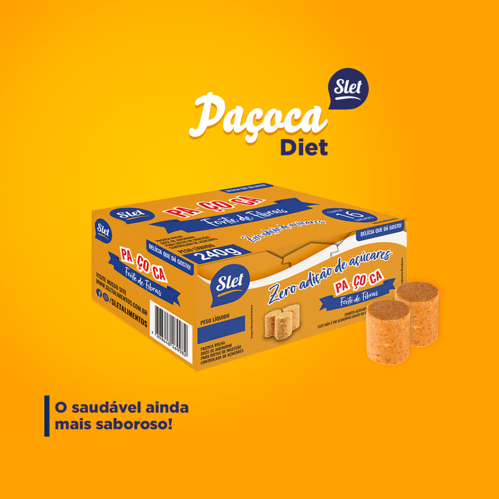 Paçoca Rolha 1,5 KG Sem Açúcar 100 Unidades - Doce de Amendoim Formato Paçoquinha - Slet Alimentos