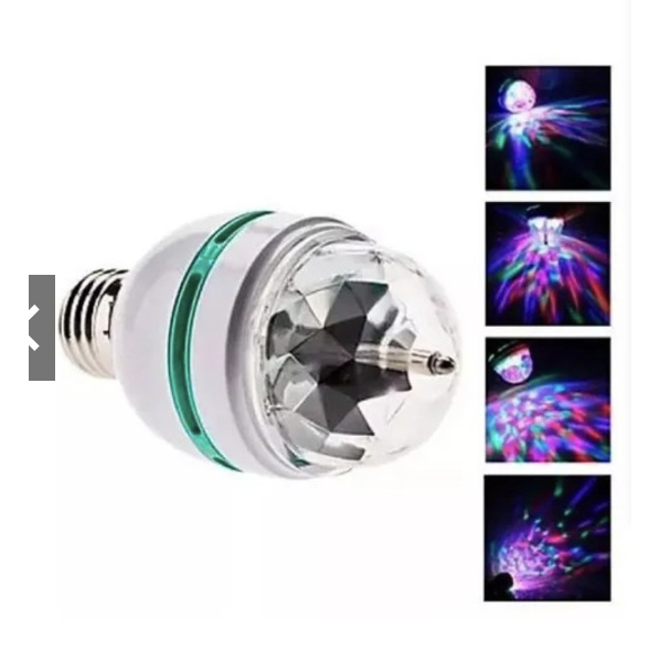 Lâmpada Globo Luz Led Rgb Festa Giratória Colorida com Socket Padrão