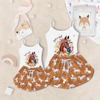 Conjunto Kit Tal Mãe e Filha Pijama Feminino Cavalo em Oferta na Shopee
