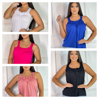 Kit 3 Regatas Femininas com Detalhe Franzido