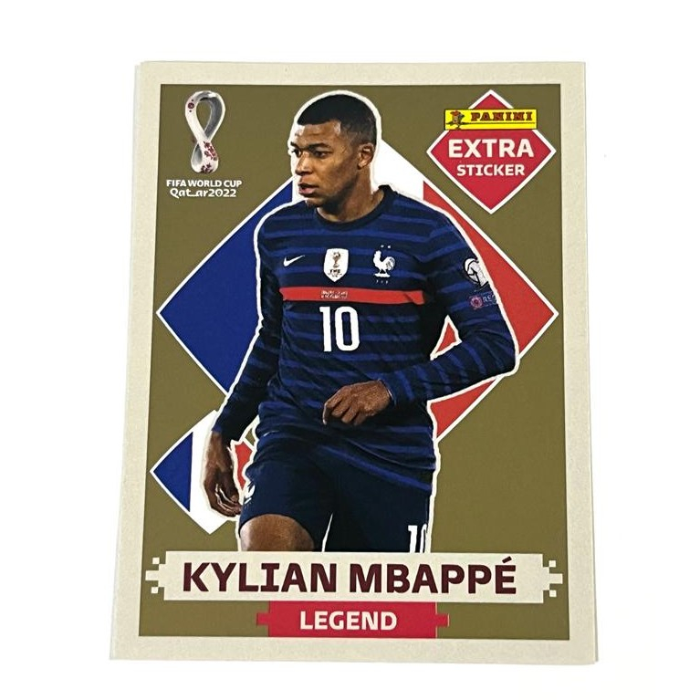 Figurinha Extra do Kylian Mbappé Ouro Legend da Copa do Mundo do Qatar 2022  - Item de Coleção Original Panini.
