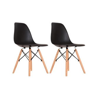 Conjunto 2 Cadeiras Eames Preta Pés Em Polipropileno Oferta