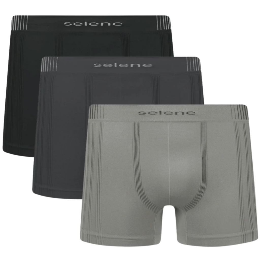 Kit 3X Cueca Boxer Box Sem Costura Masculina Selene | Shopee Brasil