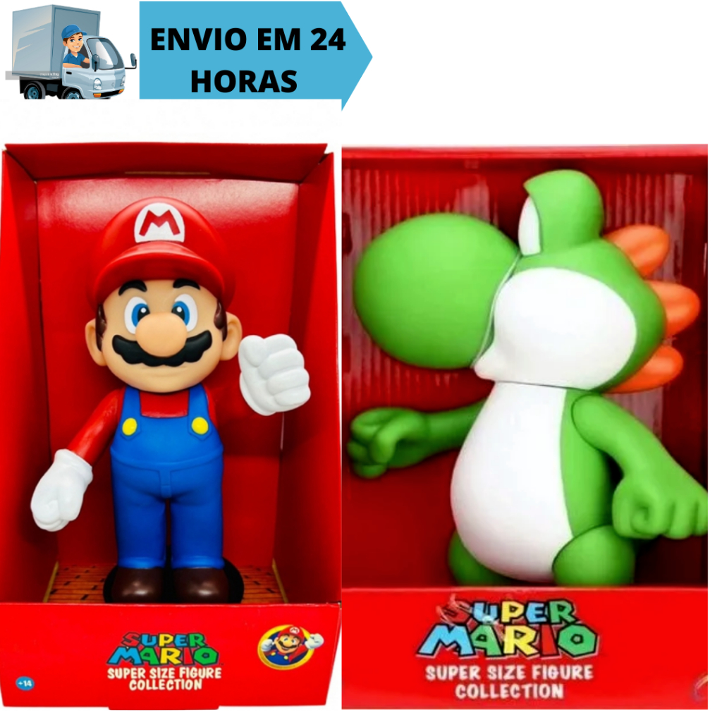 Boneco Yoshi 23cm Articulado Super Mario Bros Coleção Nintendo