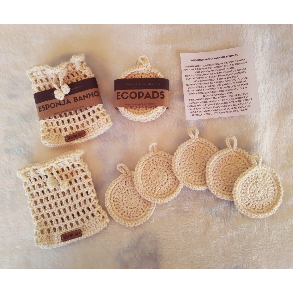 Ecopad Demaquilante 100% algodão produto artesanal | Shopee Brasil