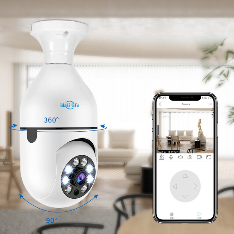 Câmera De Segurança Lâmpada Rosqueável Monitoramento Através Do APP DAFU Life Wi-Fi Câmera Giratória