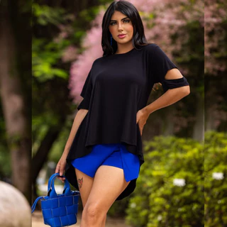 Blusinha Feminina Soltinha Manga Curta Vest Legging Verao Blusa Bata PARIS
