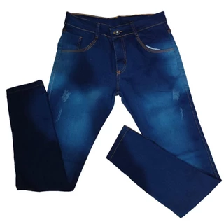 Calça Jeans Masculina Elastano Skinny Slim - Azul