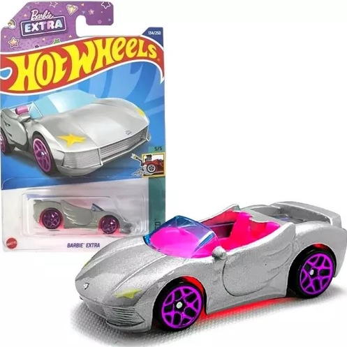Hot Wheels Barbie Extra Car Cinza Mainline 2022 Embalagem