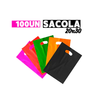 Sacola Boca de Palhaço 20x30 Pct C/100 Unidades - 5 Cores Vibrantes