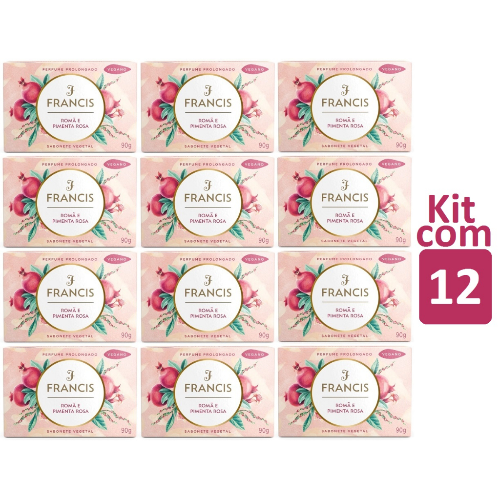 Kit com 12 Sabonetes em Barra Francis Romã e Pimenta Rosa 90g | Shopee ...