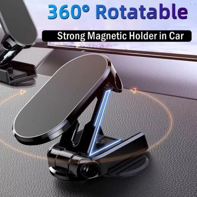 Suporte Magnético 360° Para Telefone Celular Dobrável Multifuncional Giratório De Carro De Mesa De Painel Rotação Total