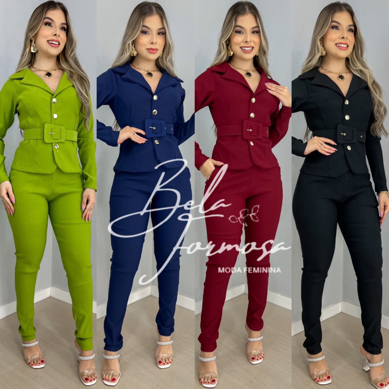 Conjunto Feminino Blazer e Calça Social Festa Promoção | Shopee Brasil